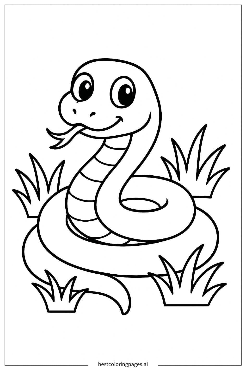 Coiled Snake in Grass