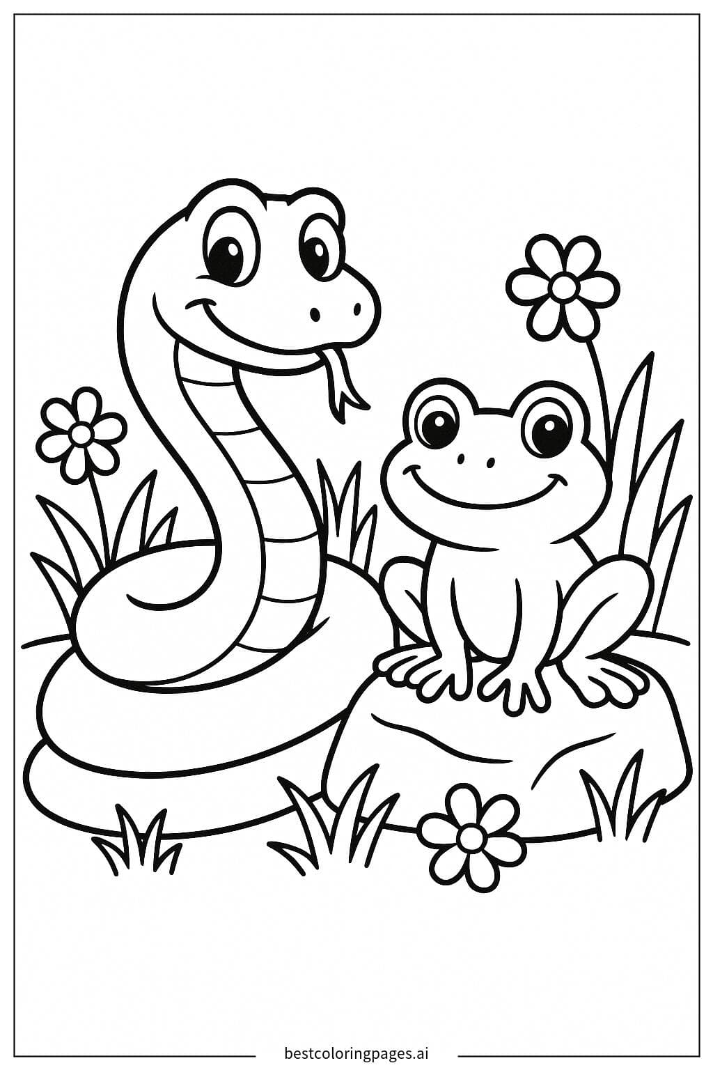 Friendly Snake and Frog