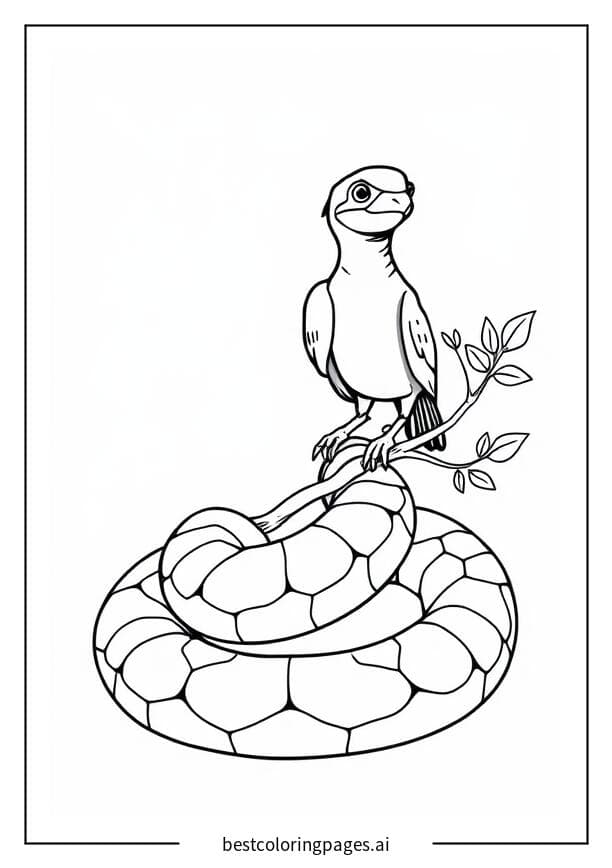 Schlange mit einem Vogel Ausmalbilder