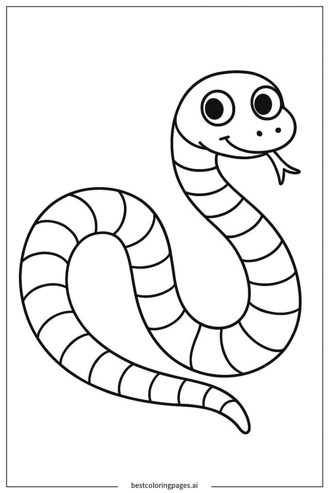 Friendly Snake with Striped Pattern Coloring Page