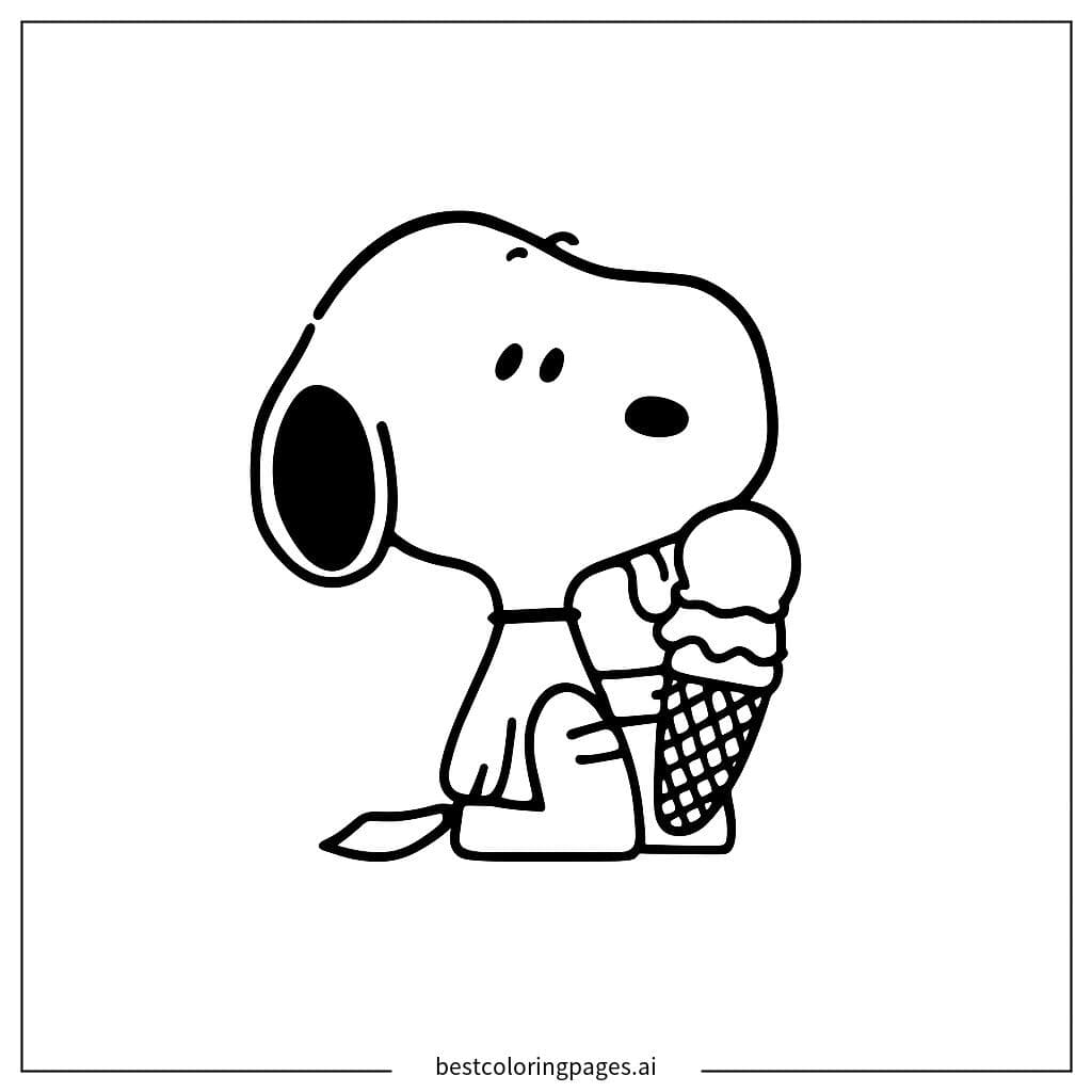 Snoopy tomando sorvete