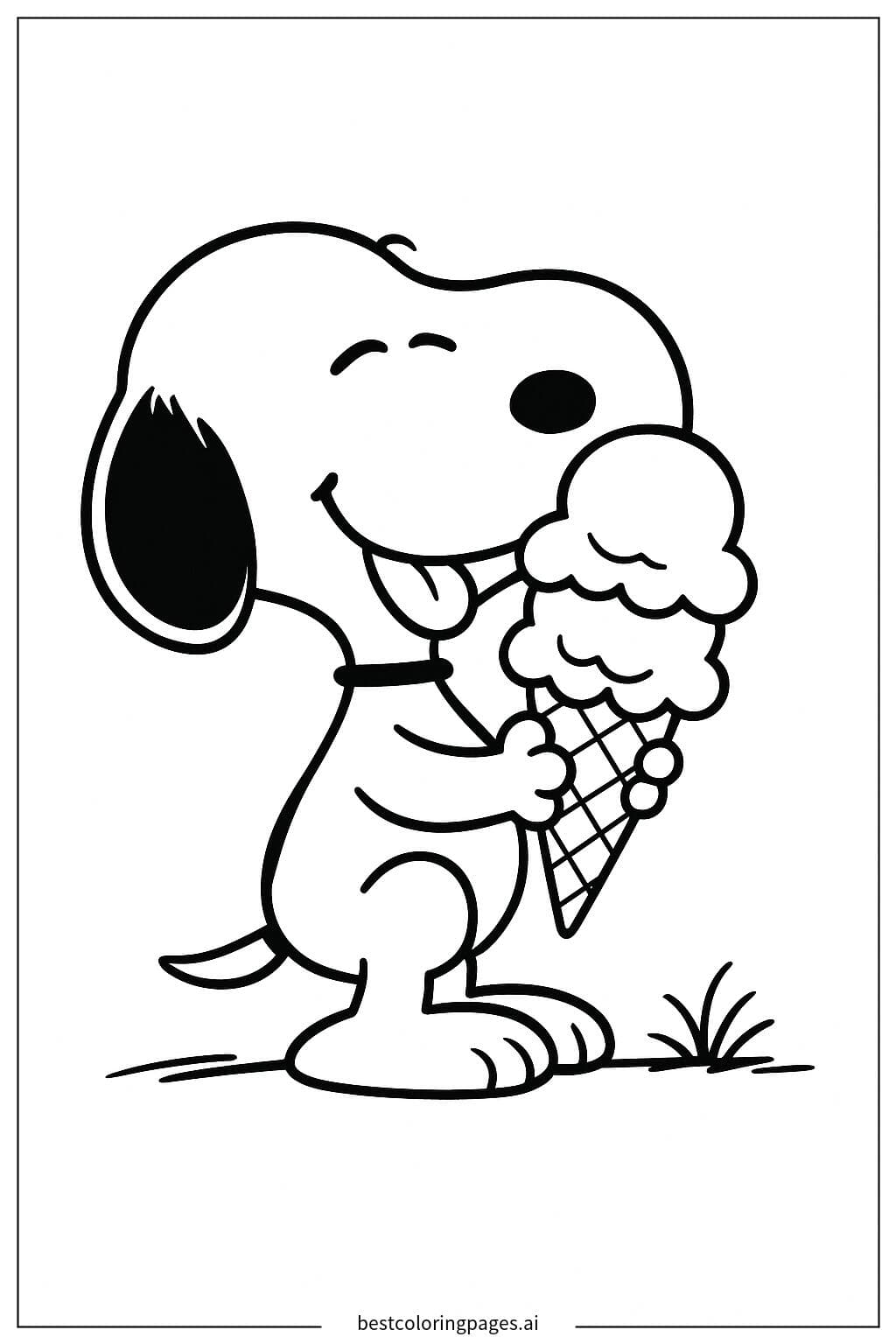 Snoopy Enjoying Ice Cream