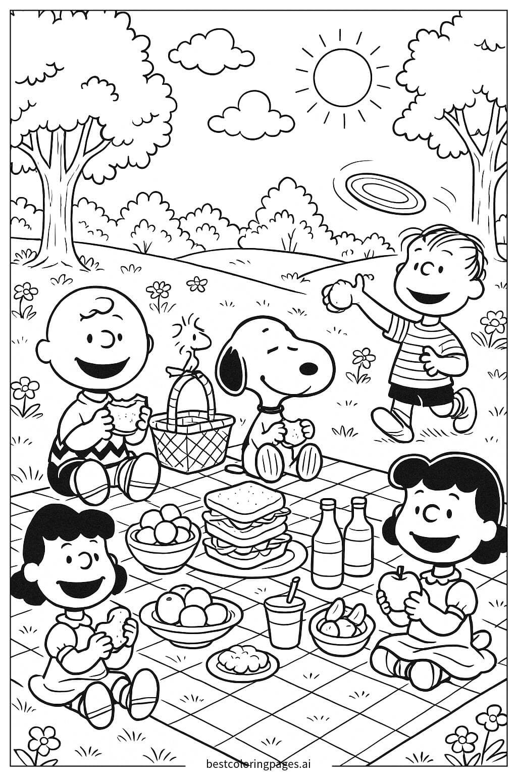 Snoopy Hosting a Picnic with Friends