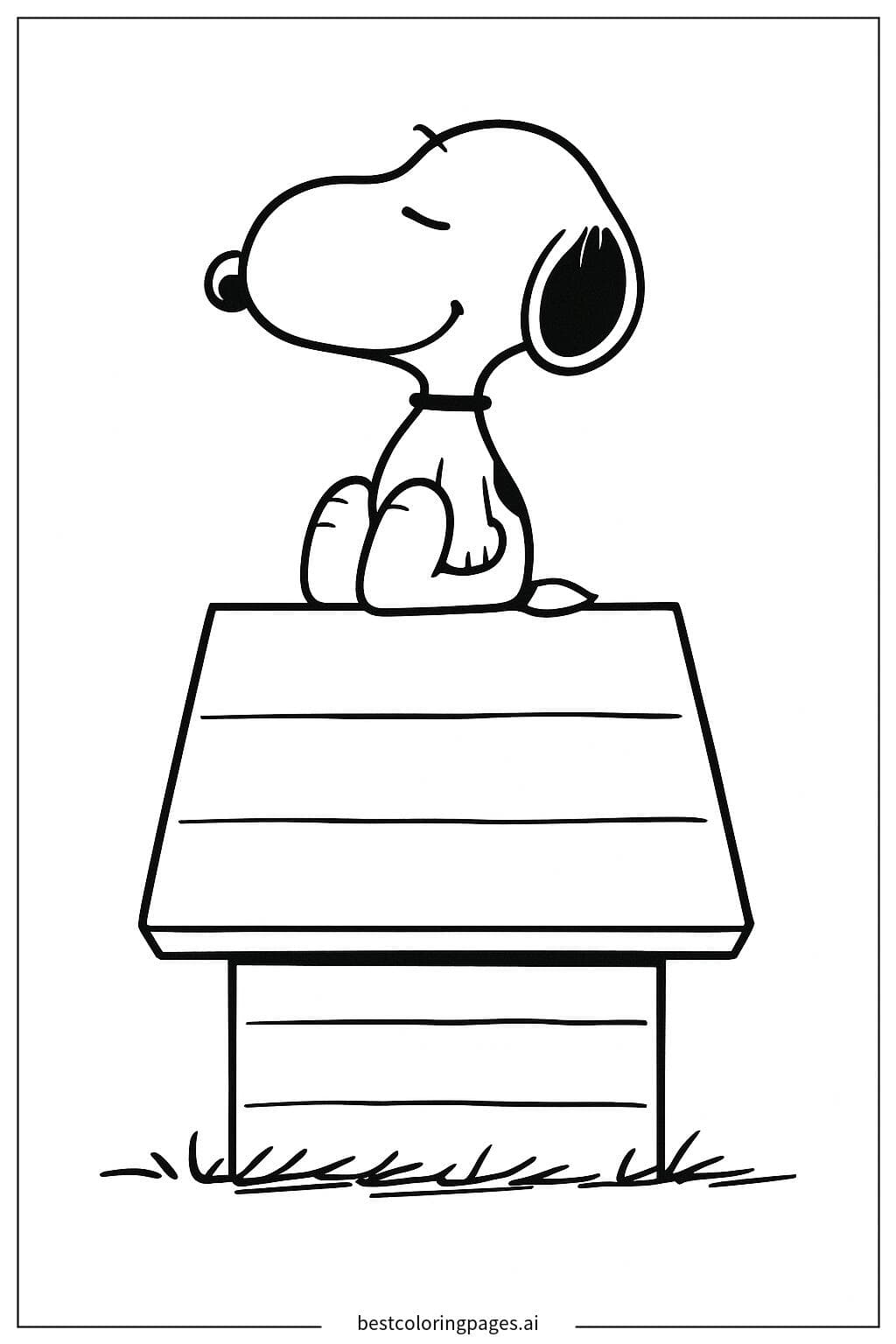 Snoopy Relaxing on His Doghouse