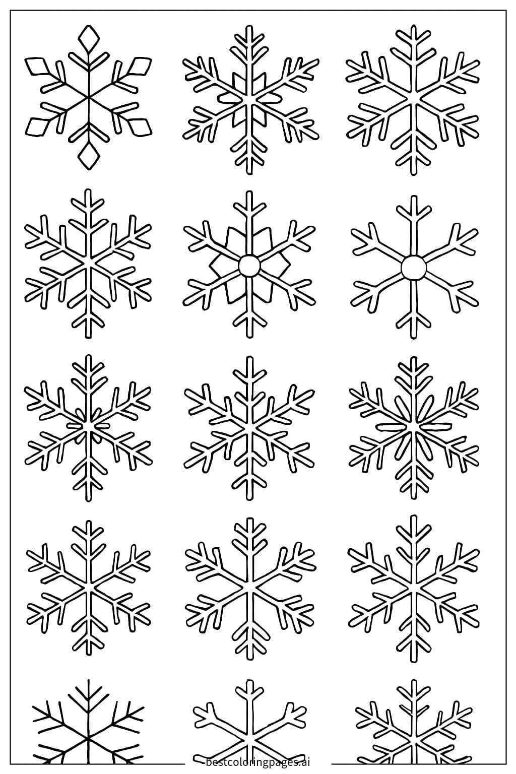 Flocos de neve de diferentes padrões