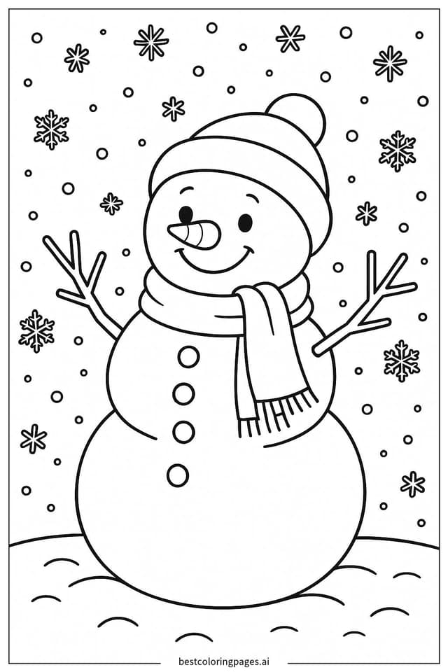 微笑的雪人 著色圖