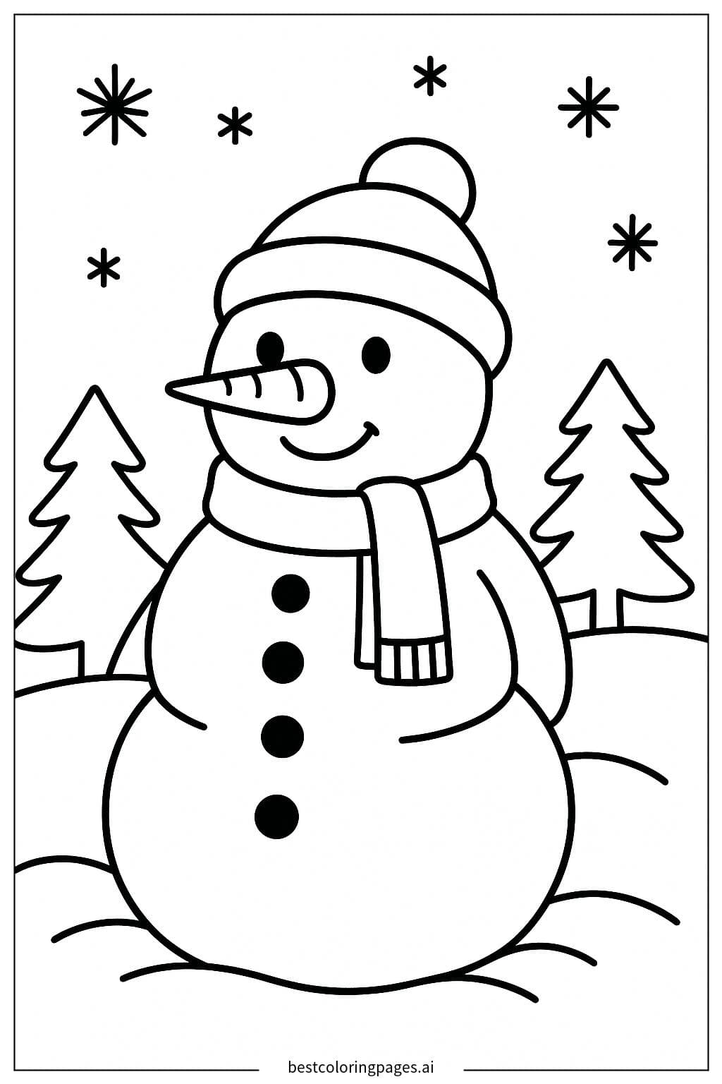 Charming Snowman with a Carrot Nose