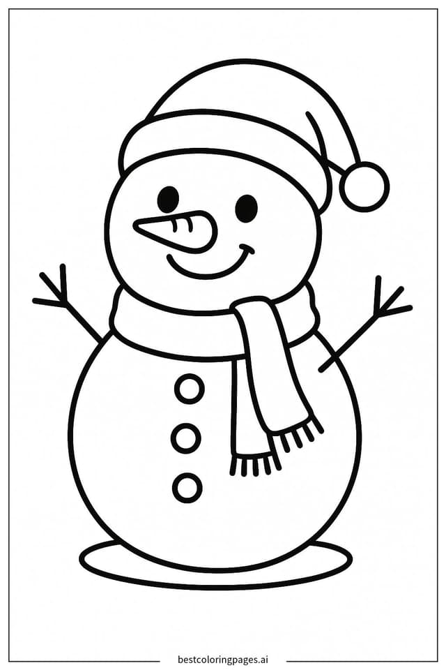 Disegni di Pupazzo di Neve con Sciarpa da Colorare
