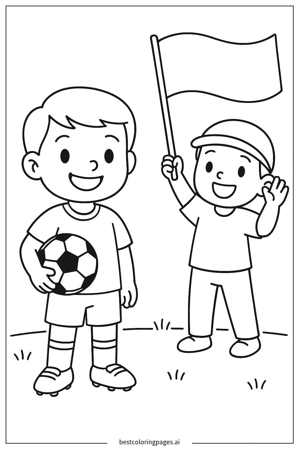 Soccer Fan Holding a Flag