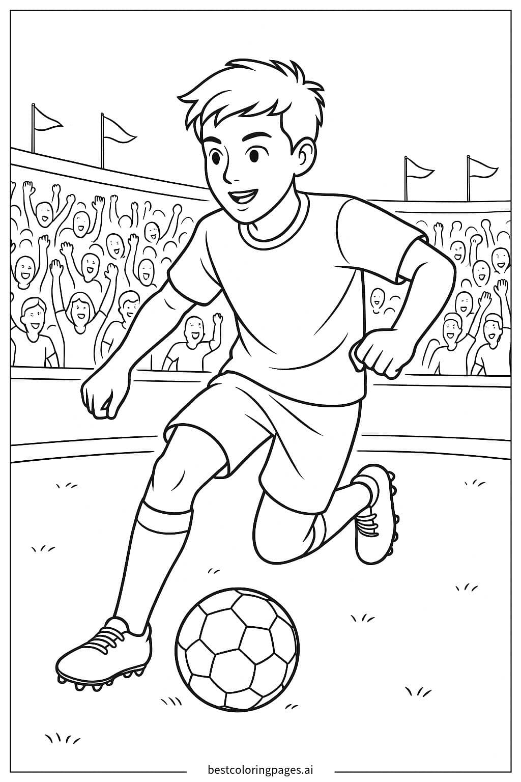 Exciting Soccer Match with Cheering Fans