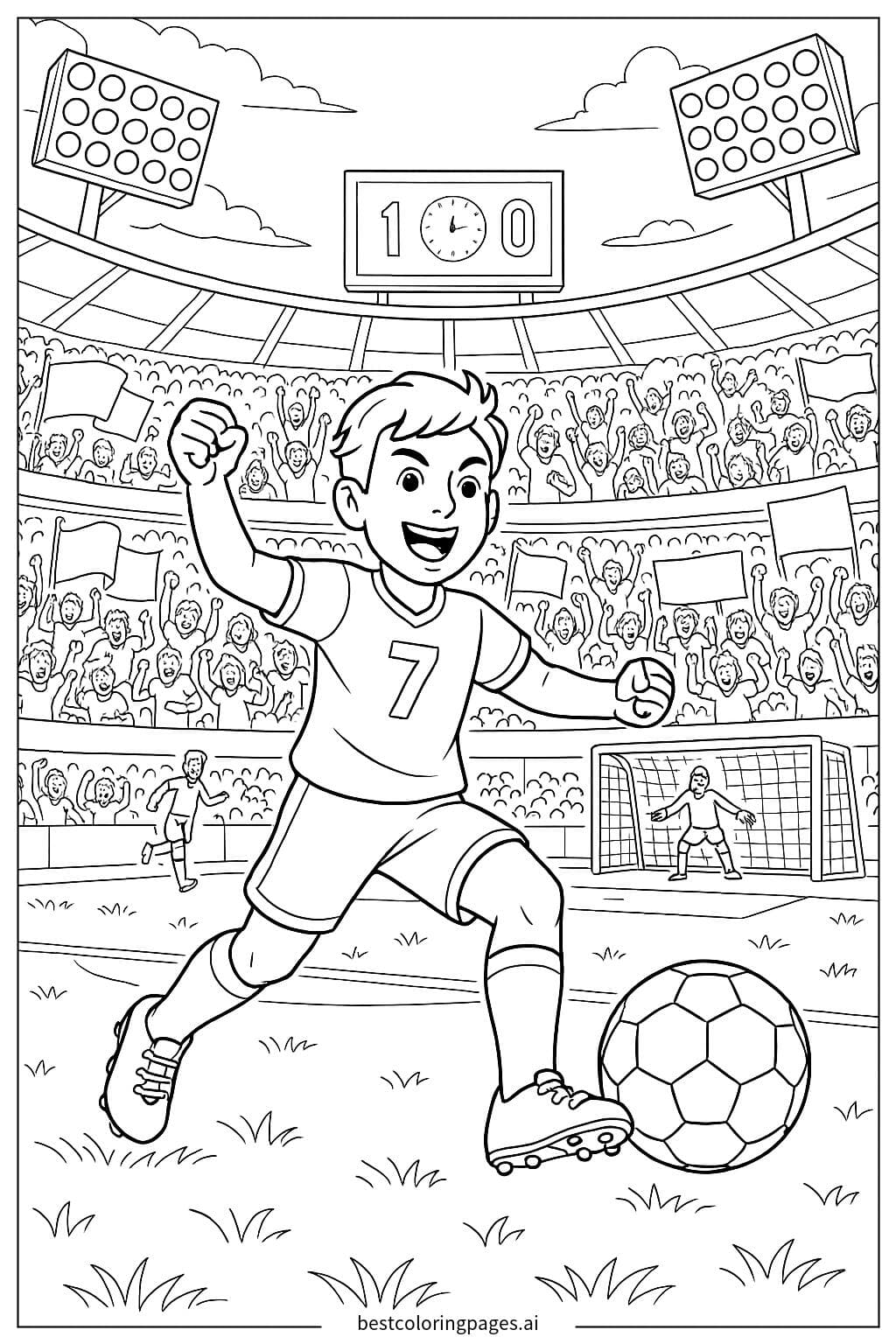 Soccer Stadium with Cheering Crowd