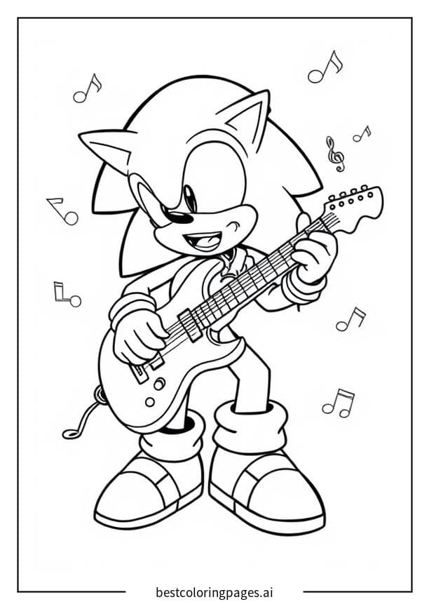 Sonic Rocking Out Coloring Pages