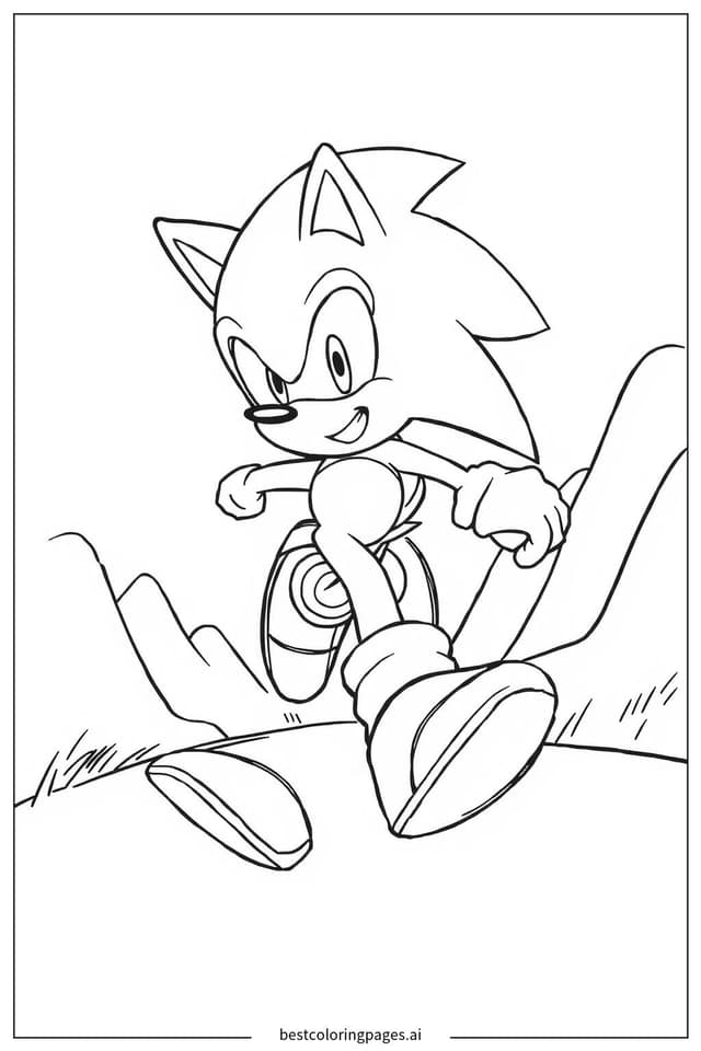 Tranh tô màu Sonic chạy trong vùng Green Hill