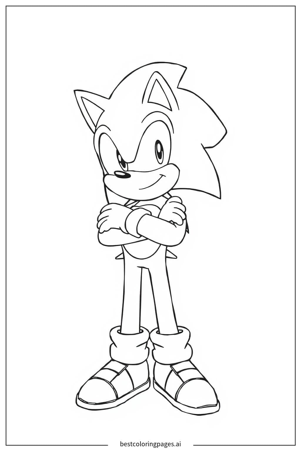 Sonic in Piedi con le Braccia Incrociate