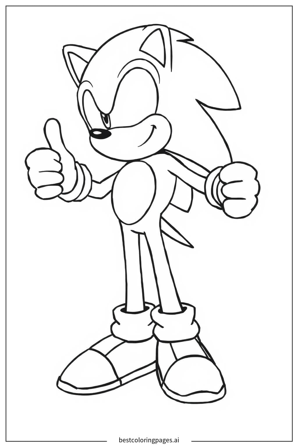 Sonic đang đứng với ngón tay cái giơ lên