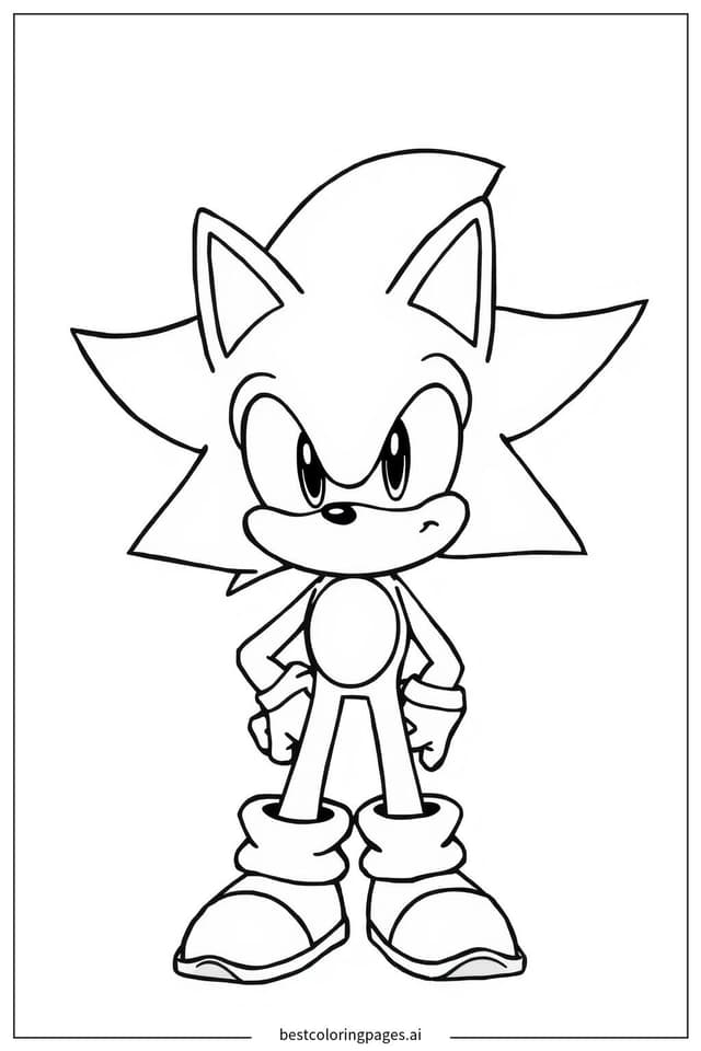 Gambar Mewarnai Sonic Berdiri