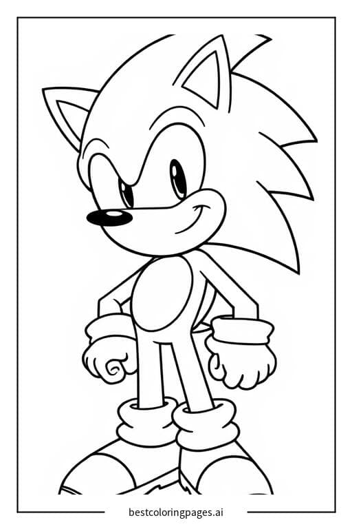 Sonic with a confident smile Coloring Pages