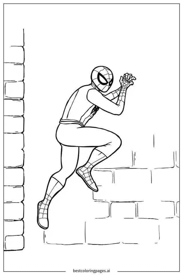 Spiderman Scaling the Wall Coloring Page