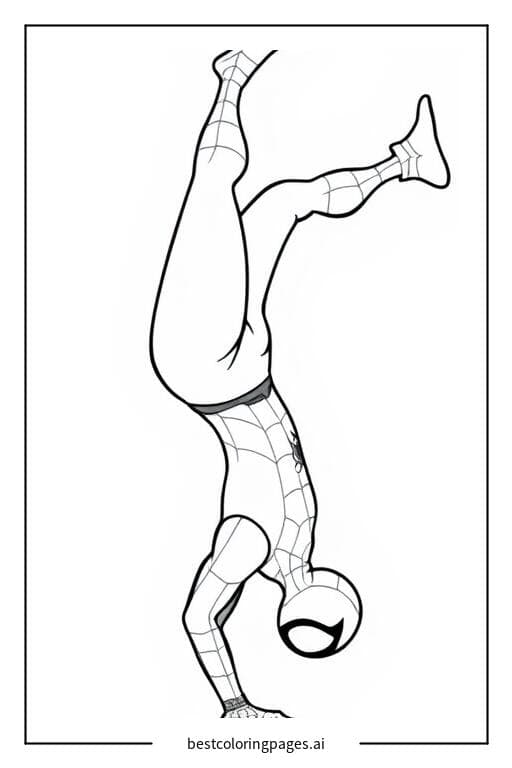 Spiderman Doing a Handstand Coloring Pages