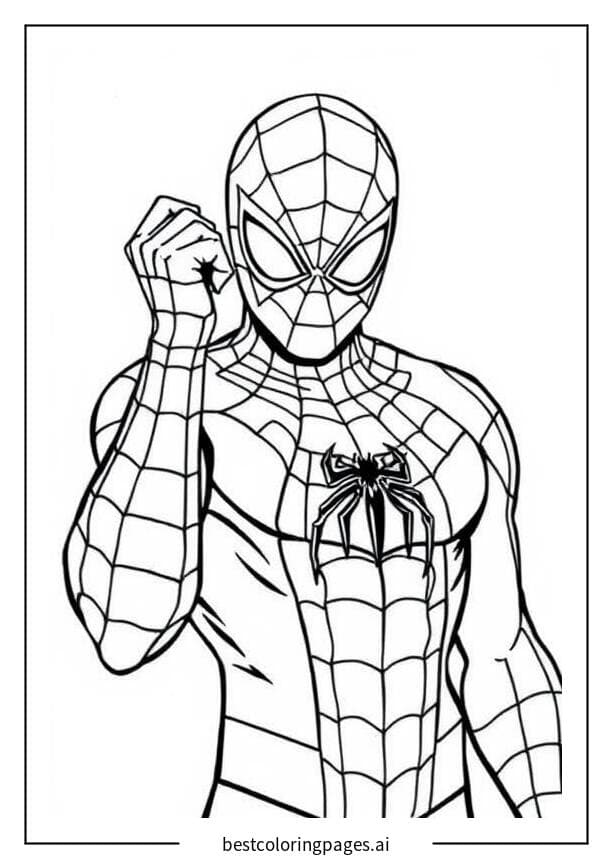 Spidey Holding His Mask Coloring Pages