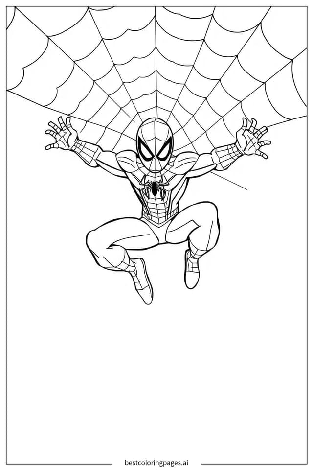 Spiderman in Action Coloring Page
