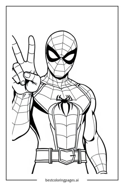 Spiderman Making a Peace Sign
