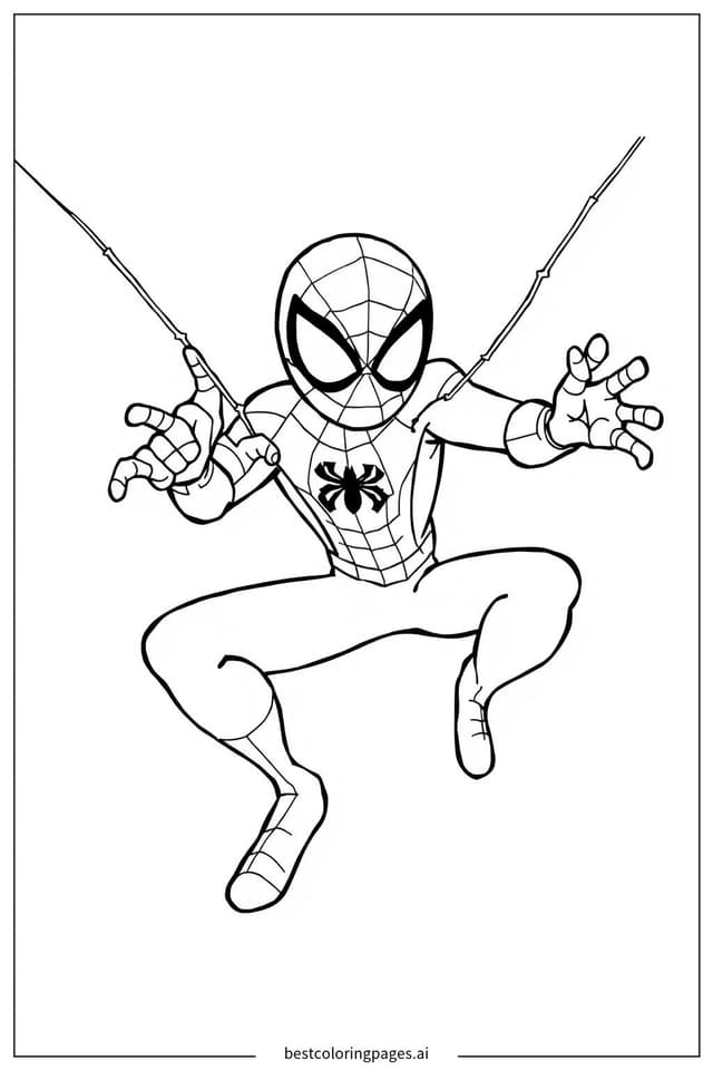 Spiderman Shooting Webs Coloring Page