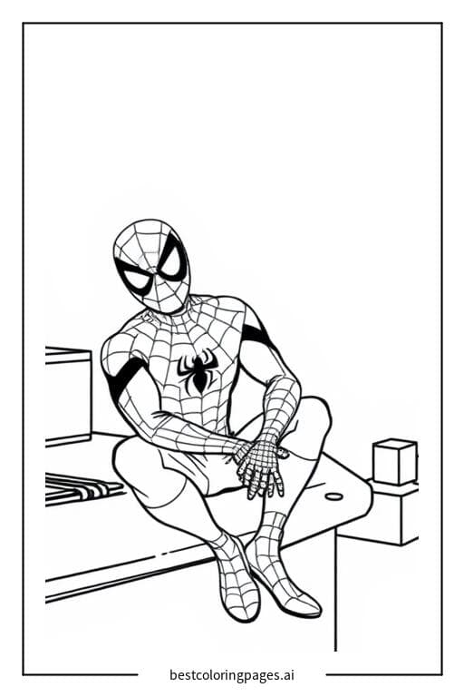 Spiderman seduto su un tetto