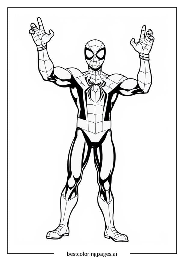 Spiderman Standing Proudly Coloring Pages