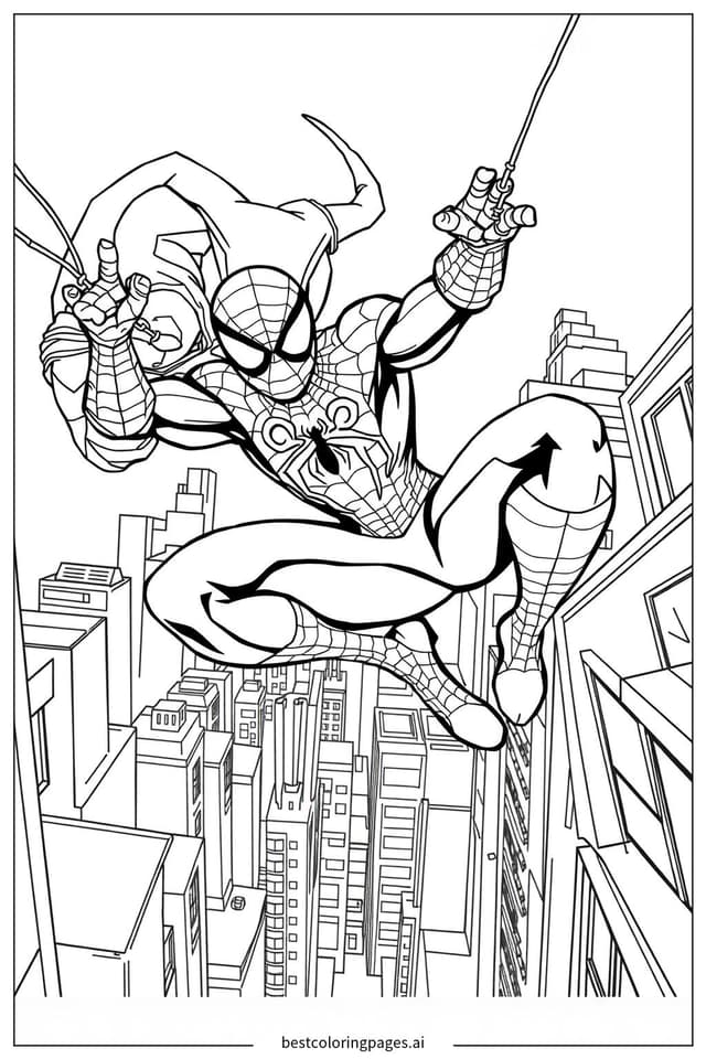 Spiderman vs Green Goblin Showdown Coloring Page