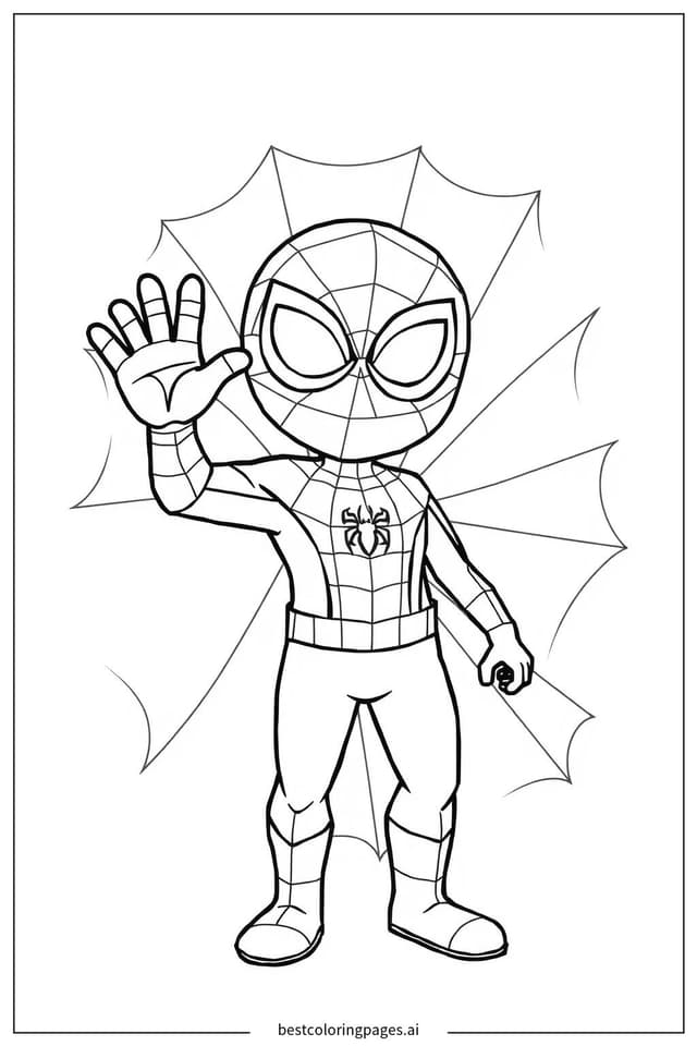 Spiderman Waving Coloring Page