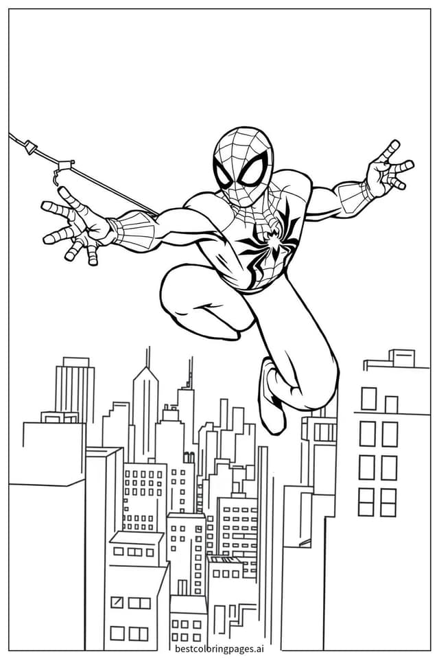 Spiderman Web Shooting Coloring Page