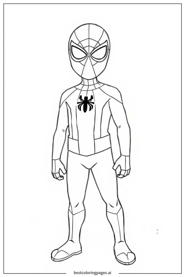 Spiderman with Mask Coloring Page