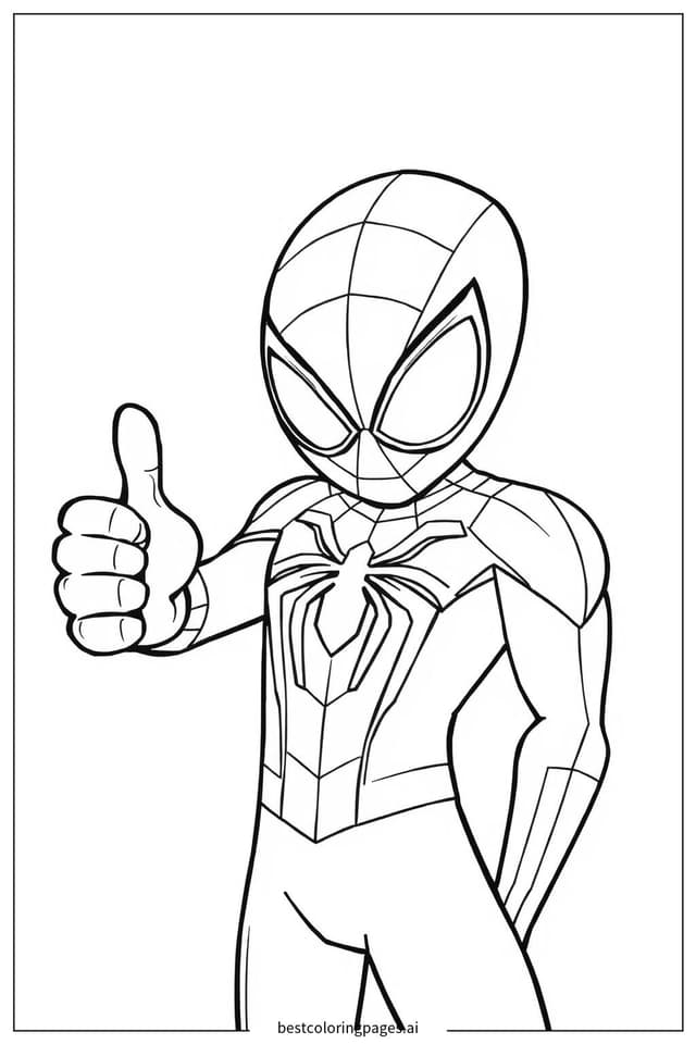 Spiderman Giving a Thumbs Up Coloring Page