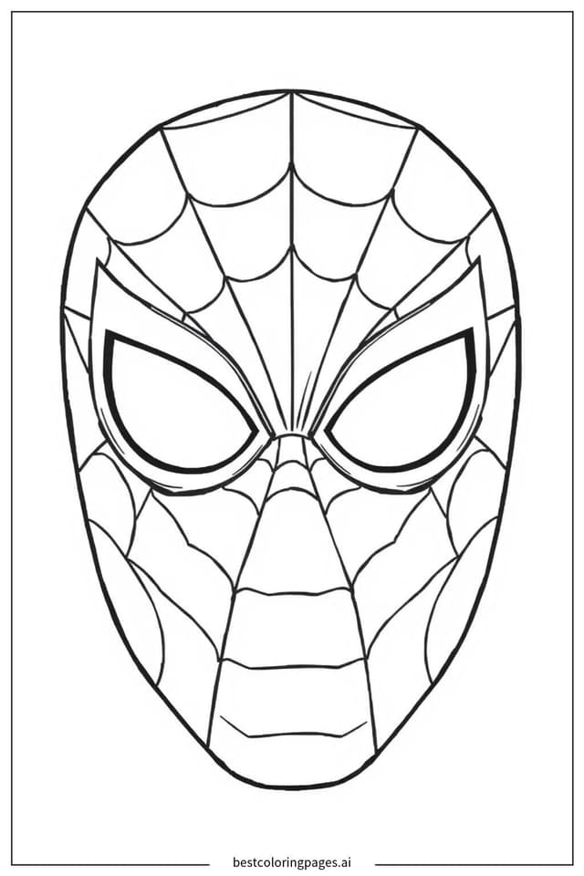 Spiderman's Mask Close-Up Coloring Page