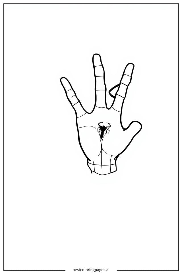 Spiderman's Web Slinging Hand Coloring Page
