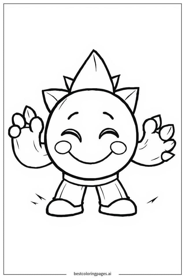 Coloriage Spike souriant avec des bras de cactus