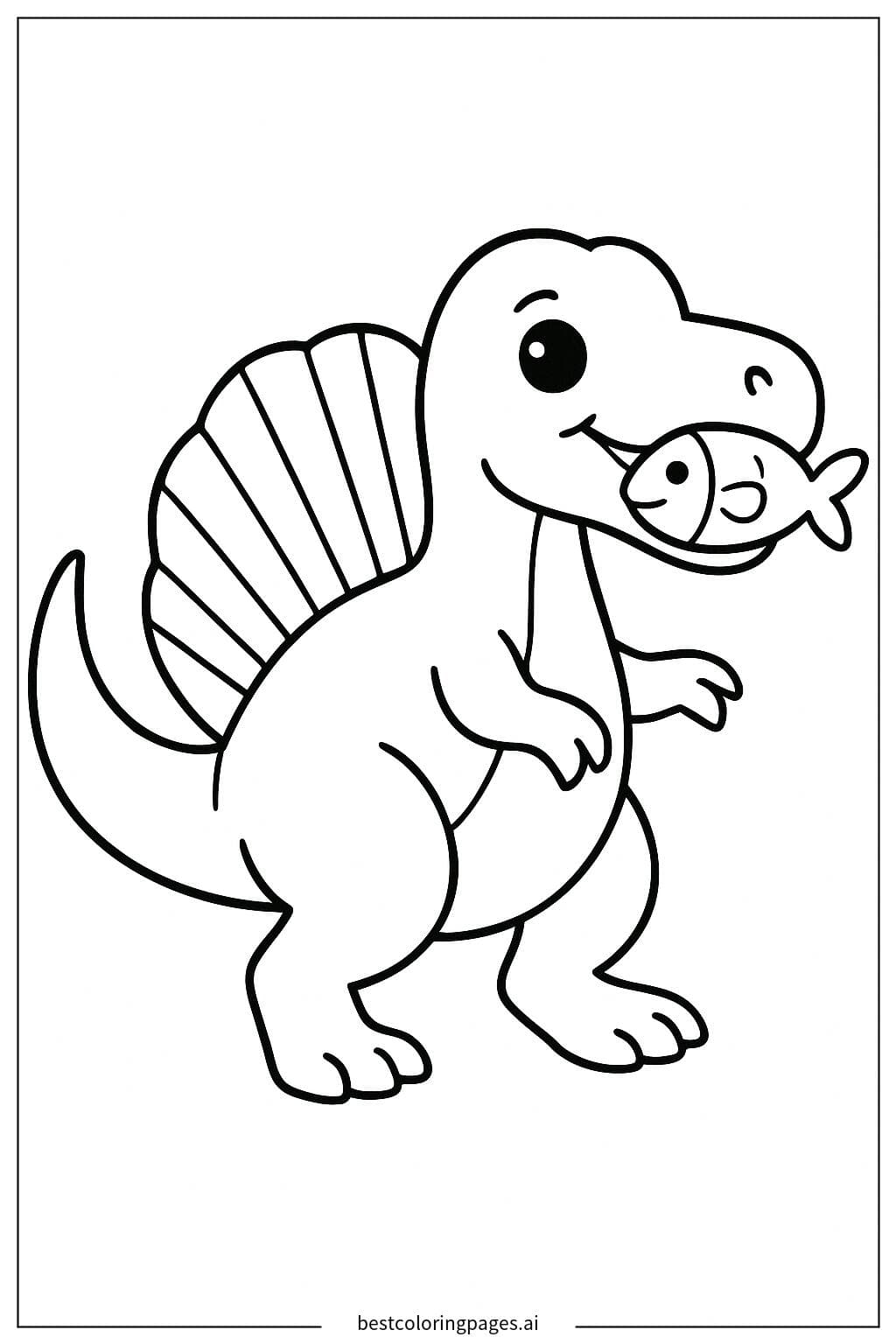 スピノサウルスの魚食べ