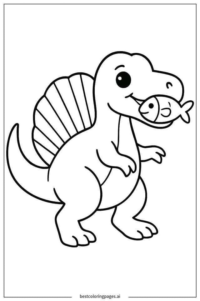 スピノサウルスの魚食べ のぬりえ