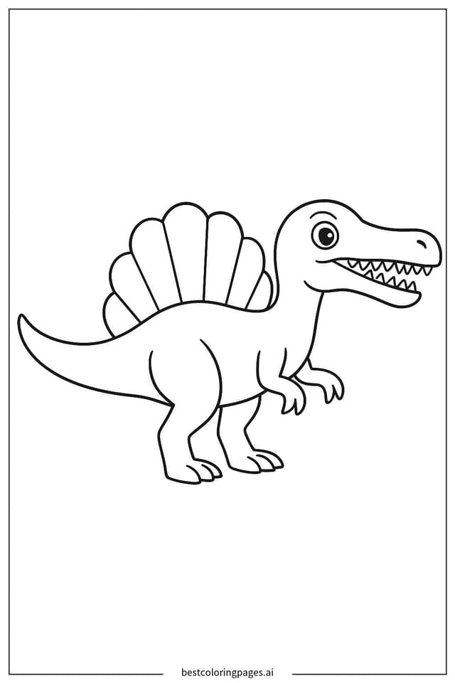 スピノサウルスの横顔 のぬりえ