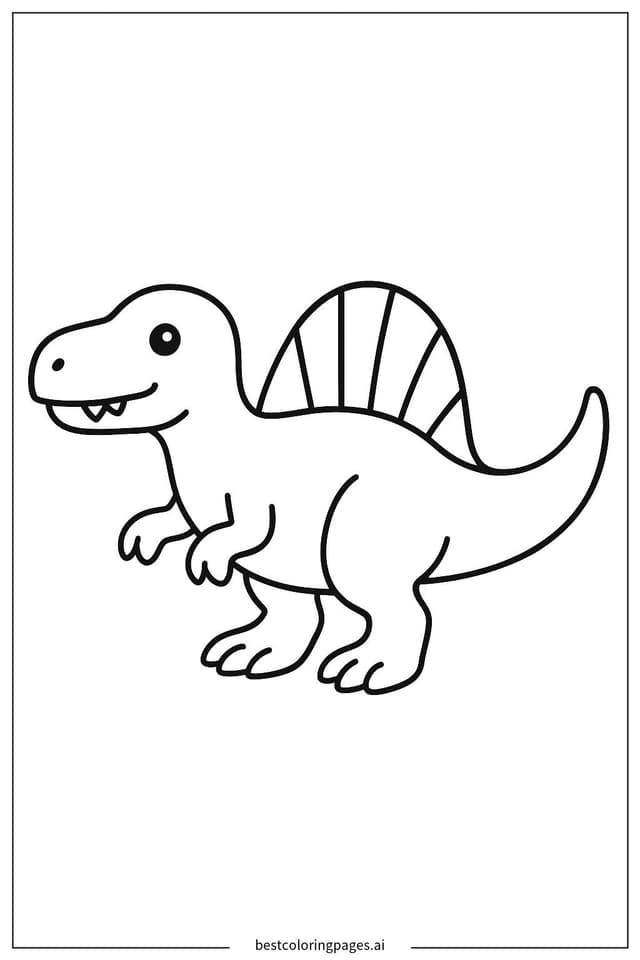 スピノサウルスのシンプルなシルエット のぬりえ