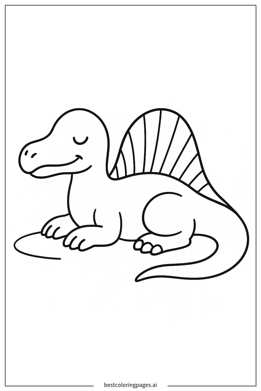 Sleeping Spinosaurus Delight Coloring Page