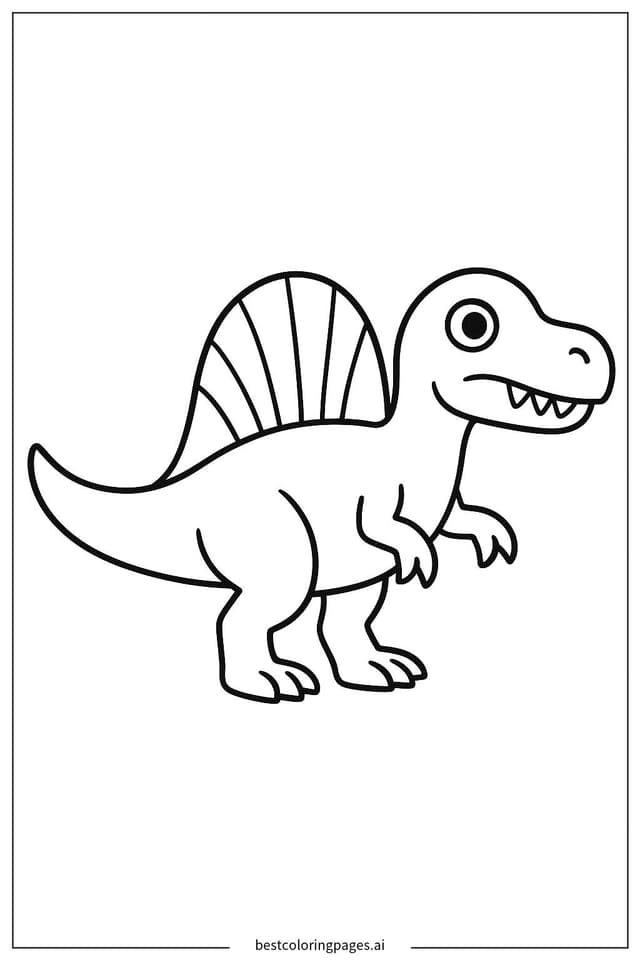 スピノサウルスの立ち姿 のぬりえ