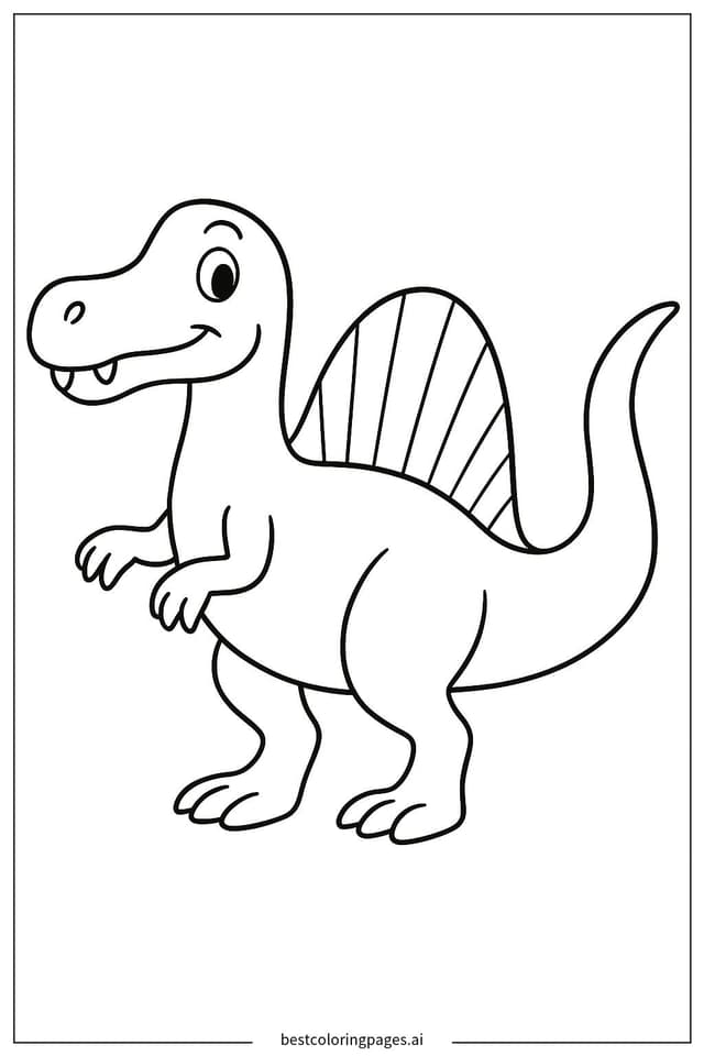 スピノサウルスの尾を振る のぬりえ