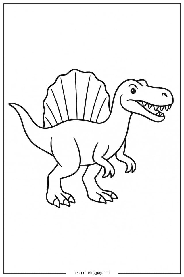 スピノサウルスが歩く のぬりえ
