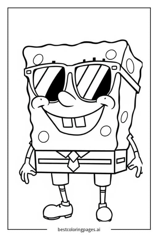 SpongeBob with Cool Sunglasses Coloring Page
