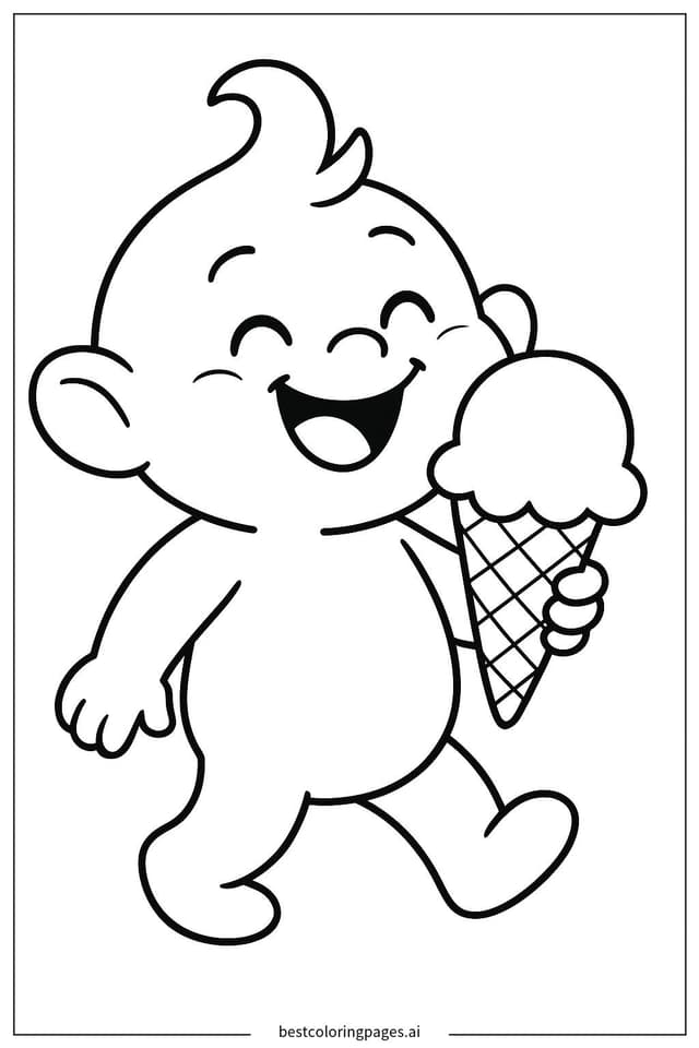 Sprunki Enjoying Ice Cream Coloring Page