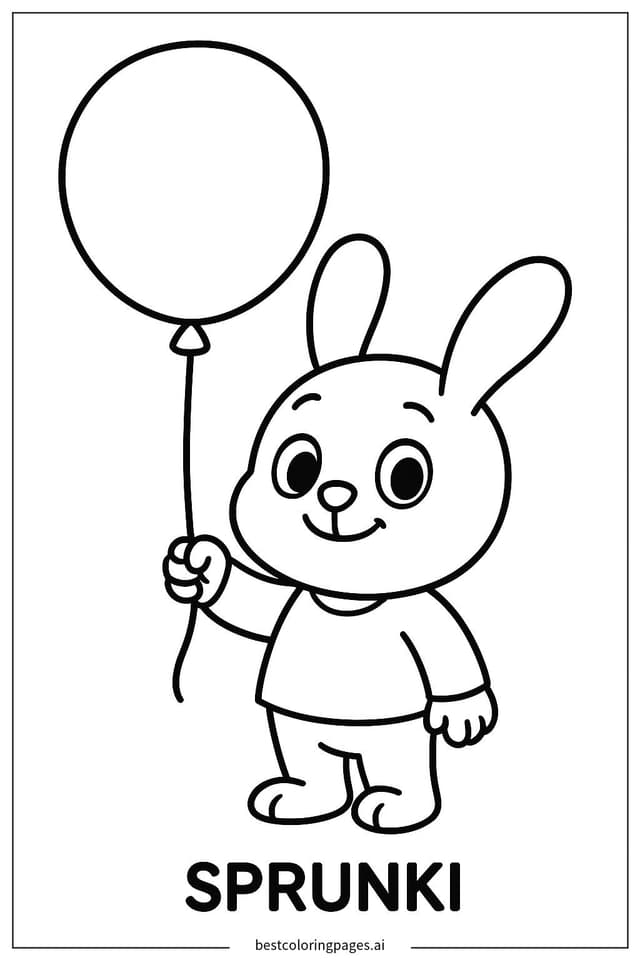 Sprunki with a Balloon Coloring Page