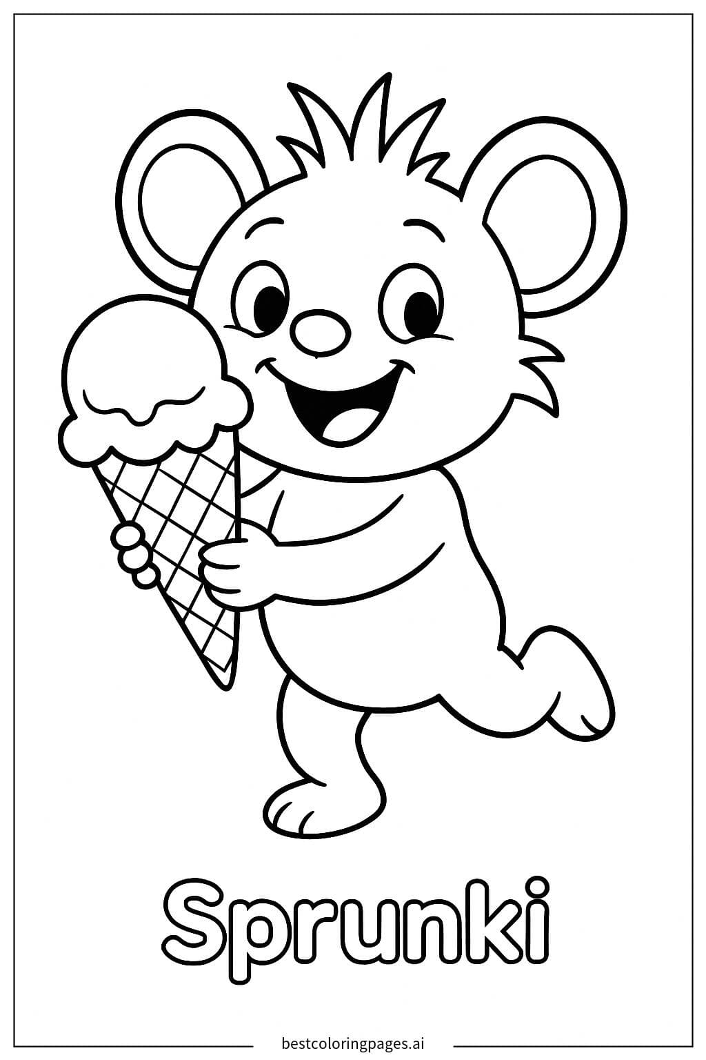 Sprunki Enjoying a Giant Ice Cream