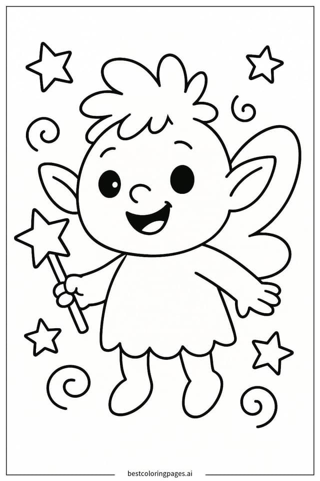 Sprunki with a Magic Wand Coloring Page